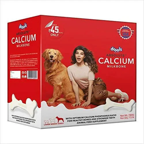Drools Absolute Calcium Milk Bone, Dog Supplement For Large Breed Dogs