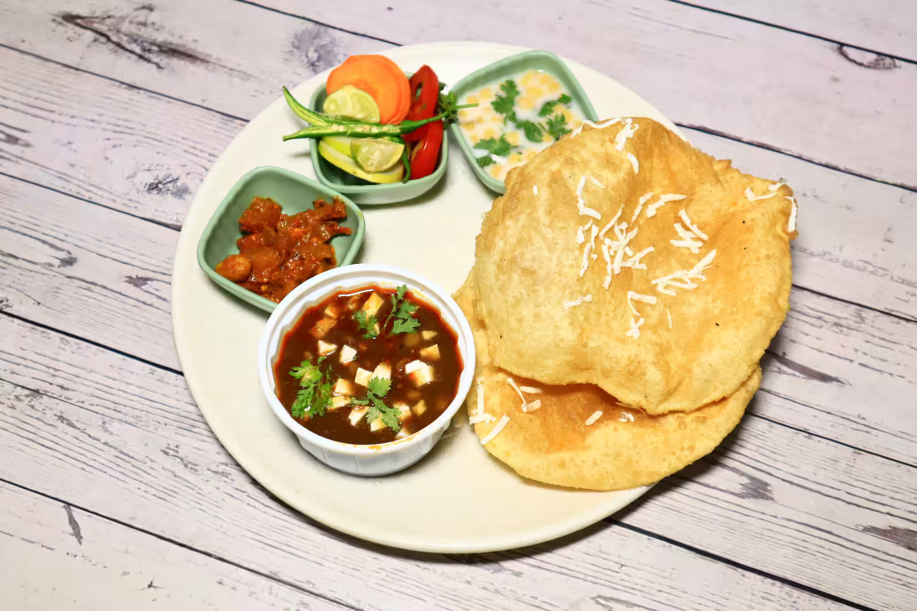 Chole Bhature [1 Plate] With Chole Kulcha [1 Plate] Combo