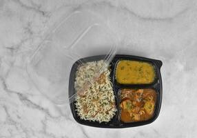 Jeera Rice + Chicken Masala + Yellow Dal