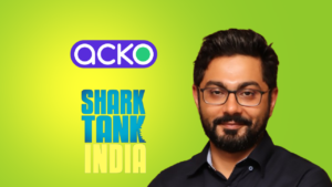 Varun dua with logos of shark tank india and acko