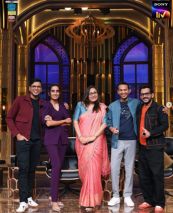 Shark tank radhika gupta shark tank image with sharks, aman gupta, Riteish agarwal,Vineeta Singh, Peyush Bansal